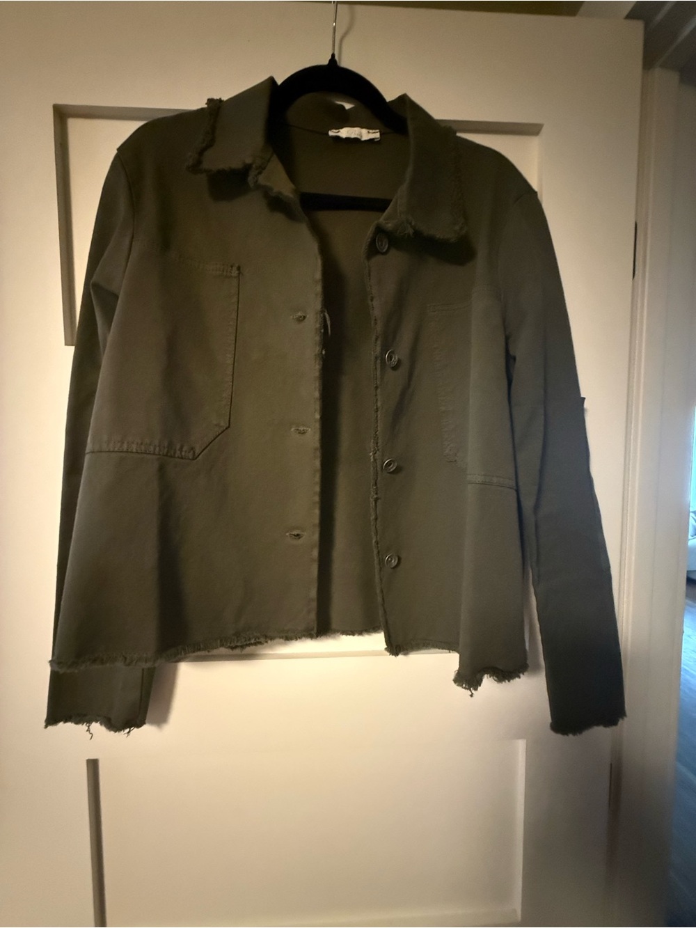 Baci Italy Olive Green Raw Edge Utility Jacket Made in Italy Size S